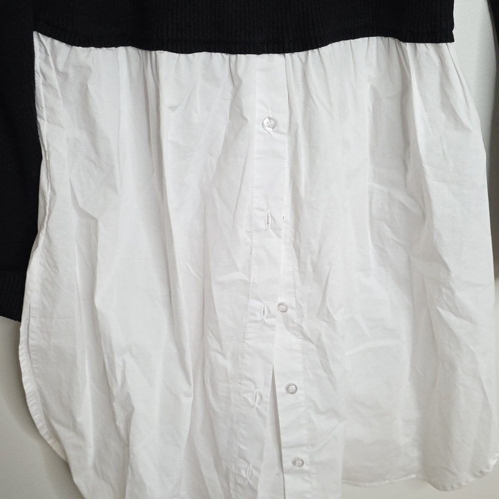 English Factory Black and White Long Sleeve Tunic Shirt Dress Sz MEDIUM - Picture 5 of 7